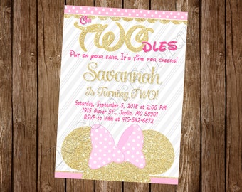 Pink and Gold Minnie Mouse Invitation Baby Minnie Mouse Invitation Pink Minnie Mouse Invitation Baby Minnie Mouse Birthday Party Invitation
