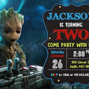 Groot-uitnodiging Guardians of the Galaxy-uitnodiging Groot verjaardagsfeestje uitnodiging Groot feest Groot Invites Groot Digital Card Groot Card