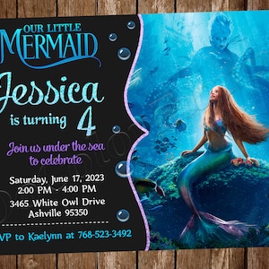 Faire-part petite sirène Faire-part Ariel Faire-part d'anniversaire petite sirène Faire-part d'anniversaire Ariel Faire-part d'anniversaire petite sirène
