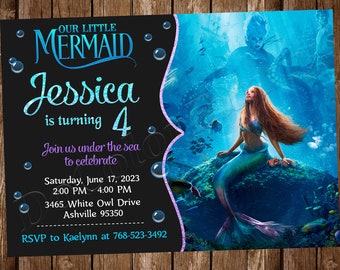 Invitación de La Sirenita Invitación de Ariel Invitación de fiesta de cumpleaños de La Sirenita Invitación de fiesta de cumpleaños de Ariel Fiesta de La Sirenita