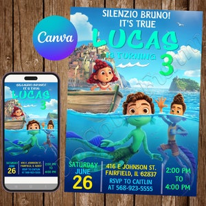 Luca Invitation Birthday Party Luca Birthday Invitation Luca Invite Luca Editable Invitation Luca Digital Printable Card