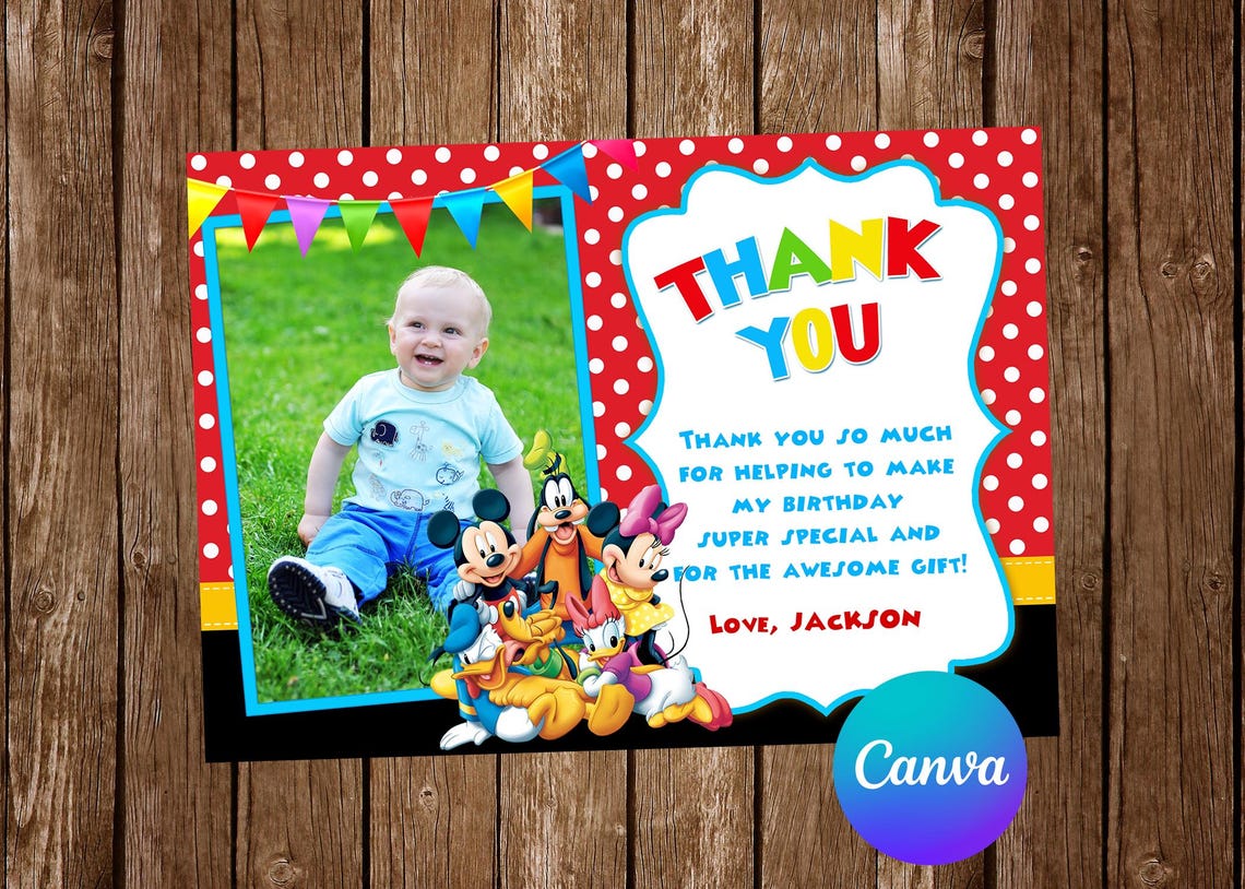 Mickey Mouse Clubhouse Thank You Card Mickey Mouse Clubhouse Invitation ...