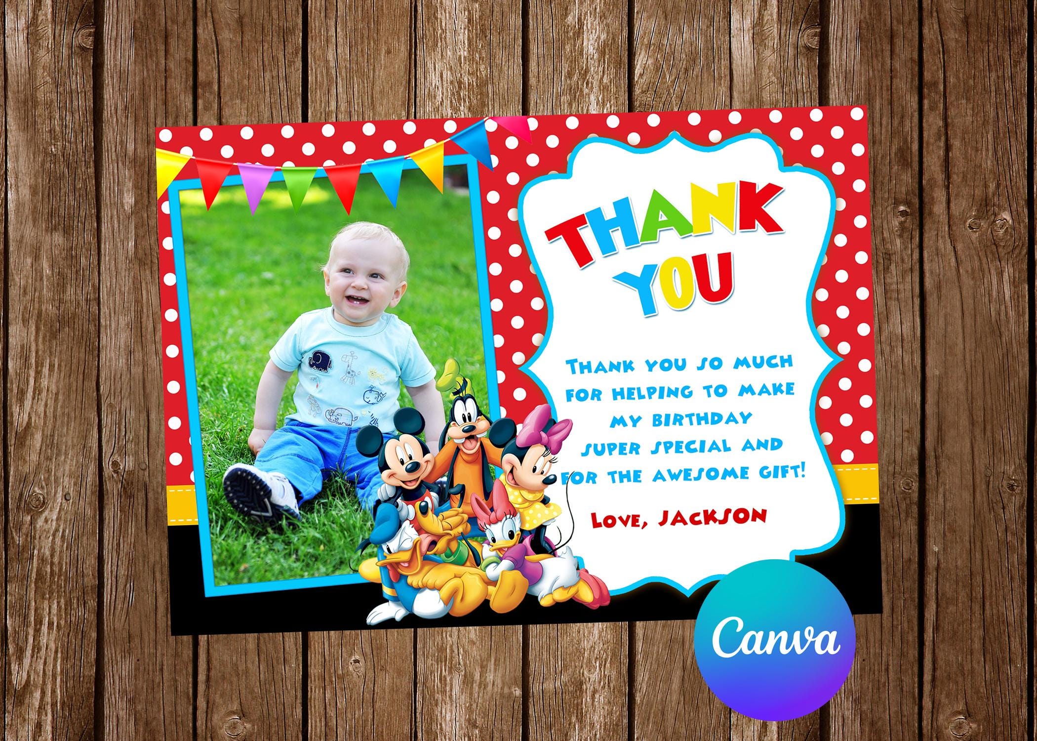 Mickey Mouse Clubhouse Thank You Card Mickey Mouse Clubhouse Invitation ...