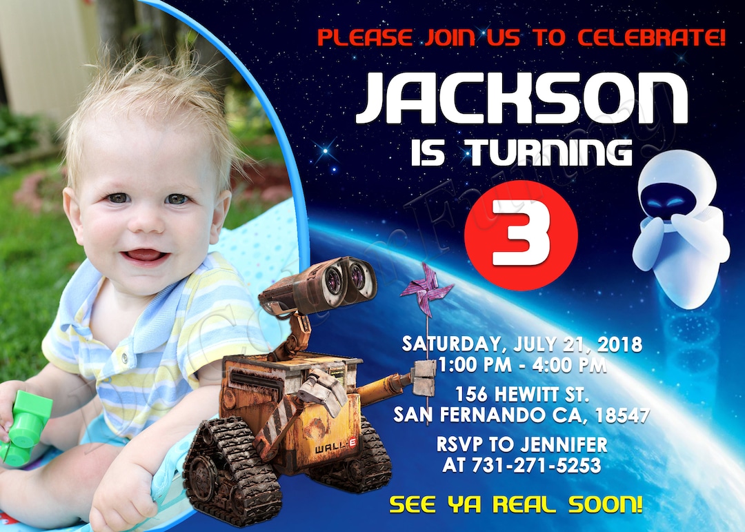 Wall E Invitation Wall E Birthday Party Invitation Wall E Party Wall E