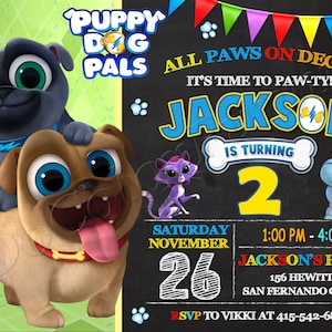 Invitation chiot copains chien Chiot copains chien invitation fête d'anniversaire chiot copains chien fête copains chien chiot inviter chiot copains chien numérique