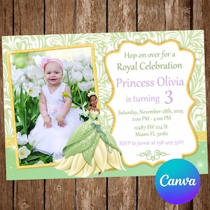 Princess Tiana Invitation Birthday Party Tiana Birthday Invitation Tiana Invites Tiana Editable Invitation Tiana Digital Card