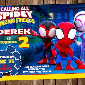 Invitation Spidey et ses amis incroyables Invitation Spidey Anniversaire Spidey Fête Spidey Spidey inviter Spidey numérique Spidey imprimable