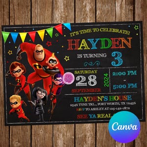 The Incredibles Invitation Birthday Party The Incredibles Birthday Invitation The Incredibles Editable Invitation