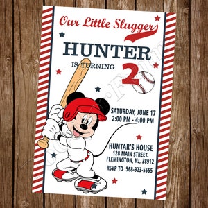 Mickey Mouse Baseball Invitation Mickey Mouse Invitation Mickey Mouse Baseball Birthday Invitation Mickey Mouse Birthday