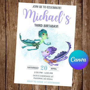 Luca Invitation Birthday Party Luca Birthday Invitation Luca Invite Luca Watercolor Editable Invitation Luca Digital Printable Card