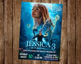 Invitación de La Sirenita Invitación de Ariel Invitación de fiesta de cumpleaños de La Sirenita Invitación de fiesta de cumpleaños de Ariel Fiesta de La Sirenita