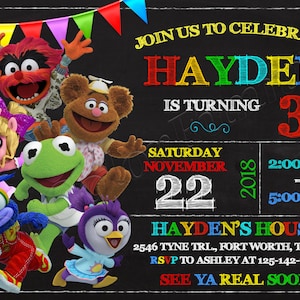 Convite para festa de aniversário de bebês Muppet Bebês Muppet Festa de bebês Muppet Convite para bebês Muppet Arquivo digital