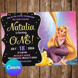 Rapunzel Invitation Birthday Party Tangled Birthday Invitation Tangled Invite Princess Rapunzel Editable Invitation Digital Card