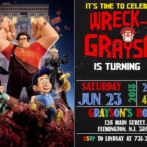 Invitation d'anniversaire Wreck It Ralph, Invitation d'anniversaire Wreck It Ralph, Party Wreck It Ralph, fichier numérique imprimable Wreck It Ralph