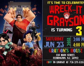 Wreck It Ralph Invitation Wreck It Ralph Birthday Invitation Wreck It Ralph Party Wreck It Ralph Digital Printable File