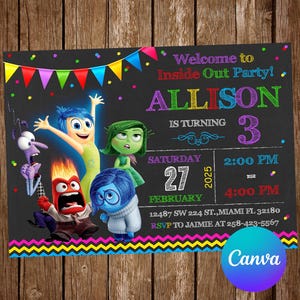 Inside Out Invitation Birthday Party Inside Out Birthday Invitation Inside Out Editable Invitation Inside Out Digital Printable Card