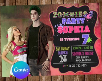 Zombies Invitation Birthday Party Zombies Birthday Invitation Zombies Editable Invitation Zombies Digital Printable Card