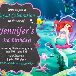 Faire-part petite sirène Faire-part Ariel Faire-part d'anniversaire petite sirène Faire-part d'anniversaire Ariel Faire-part d'anniversaire petite sirène