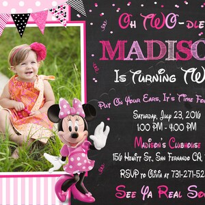 Invito Minnie Mouse Invito per festa di compleanno Minnie Mouse rosa Invito per festa di compleanno Minnie Mouse Invito Minnie Mouse stampabile