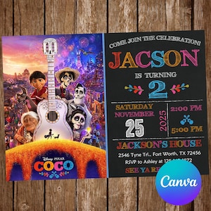 Coco Invitation Birthday Party Coco Birthday Invitation Fiesta Invitation Coco Editable Invitation Coco Digital Printable Card