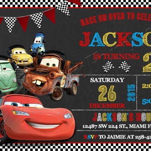 Cars faire-part Cars faire-part d'anniversaire Cars Invitation McQueen Cars Party Cars invite Cars carte numérique imprimable