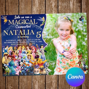 Convite Castelo Convite Mickey Mouse Convite Stitch Convite Frozen Convite Castelo Festa de Aniversário Princesa Convite Editável