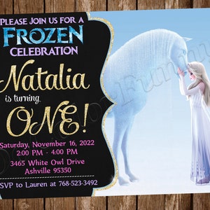 La reine des neiges Faire-part Elsa Faire-part d'anniversaire La Reine des neiges La reine des neiges invite à la fête Carte imprimable numérique La Reine des neiges