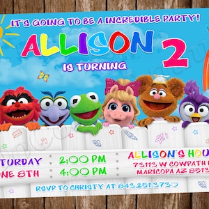Convite para festa de aniversário de bebês Muppet Bebês Muppet Festa de bebês Muppet Convite para bebês Muppet Arquivo digital