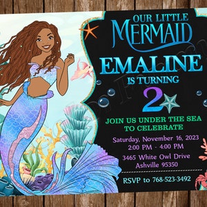 Faire-part petite sirène Faire-part Ariel Faire-part d'anniversaire petite sirène Faire-part d'anniversaire Ariel Faire-part d'anniversaire petite sirène
