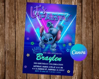 Stitch Invitation Stitch Birthday Invitation Stitch Party Stitch Editable Invitation Stitch Invite Stitch Digital Printable Card