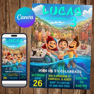 Luca Invitation Birthday Party Luca Birthday Invitation Luca Invite Luca Editable Invitation Luca Digital Printable Card
