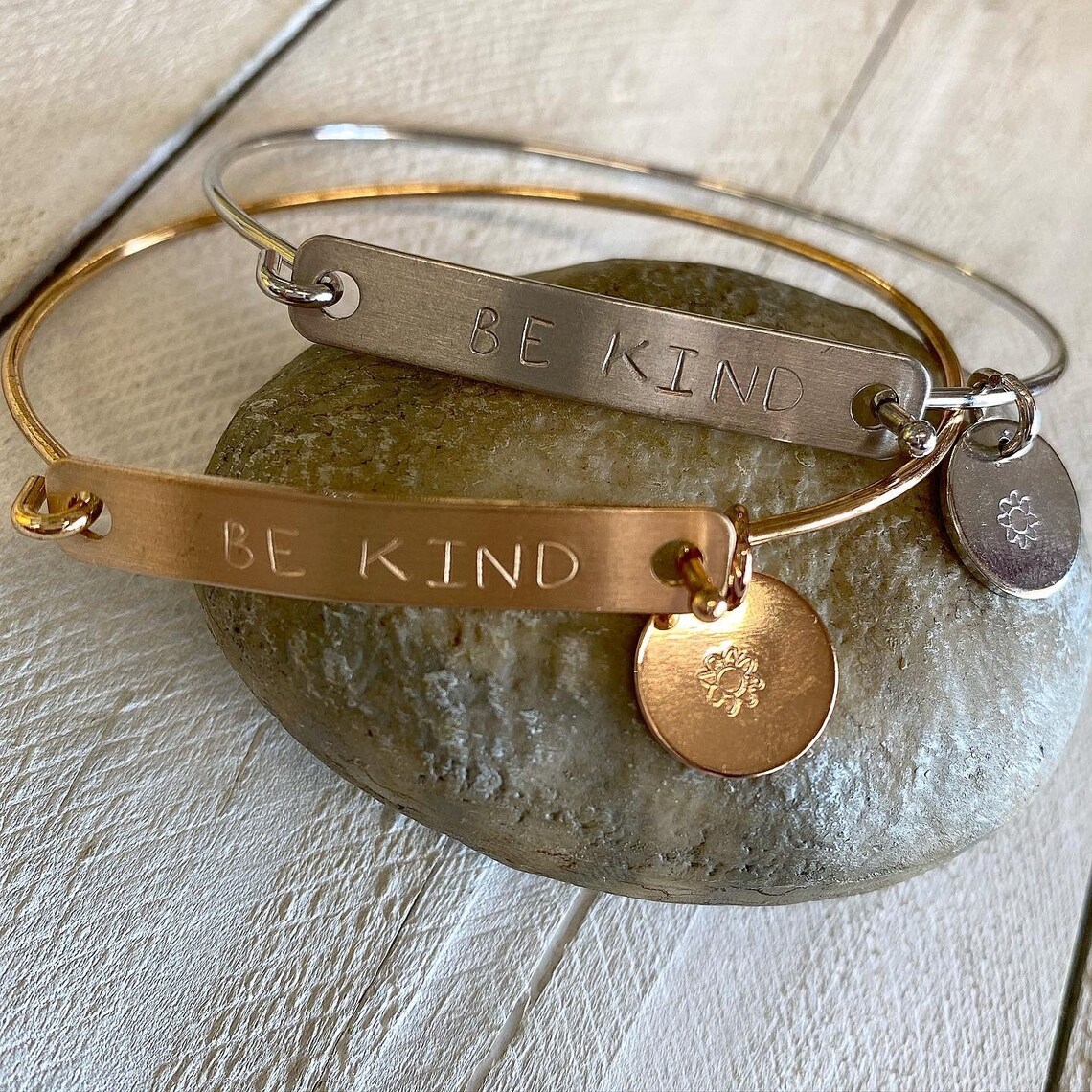 Be Kind Bracelet with flower charm Etsy
