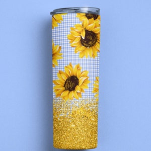 Gobelet 20 oz pailleté tournesol