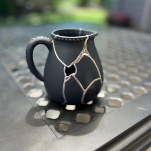 Kintsugi Vase, Broken Pottery, Japanese Art, Wabi Sabi Home Decor, Silver Kintsugi