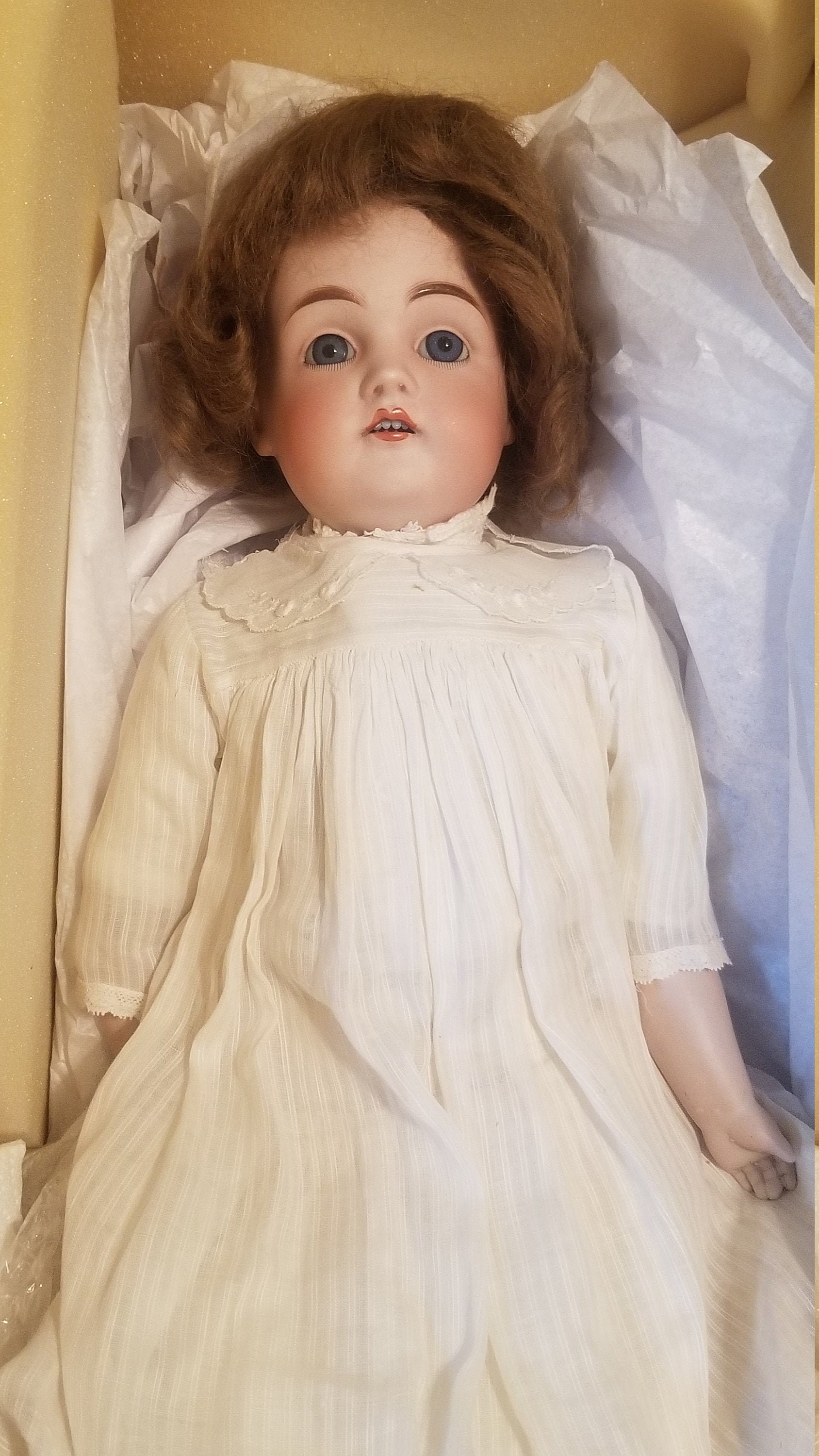 Antique Kestner 154 Doll Porcelain Bisque Leather Very Good