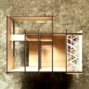 Cabaña Tipo03, Kit de Maqueta Arquitectónica 1:12, Madera de Tilo, Montaje sin pegamento, Casa de Muñecas Moderna, Decoración Minimalista