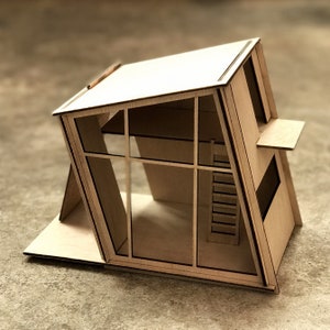 1:24 Miniature Cabin Type02, Wooden Dollhouse, Diy kit
