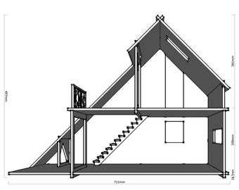 1:12 Miniature Tiny House Vector file for cnc, laser cutting(dxf, eps, ai, svg file), Dollhouse