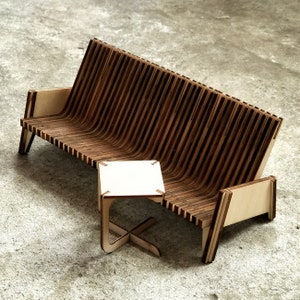 1:12 Miniature sofa & side table, Dollhouse Furniture