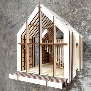 1:24 Miniatur Lamellenhaus, Holz Puppenhaus, Bausatz