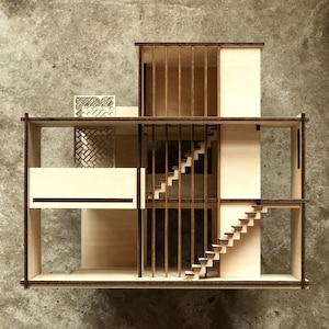 1:24 Miniatur Double Layer Haus, Puppenhaus aus Holz, Bausatz