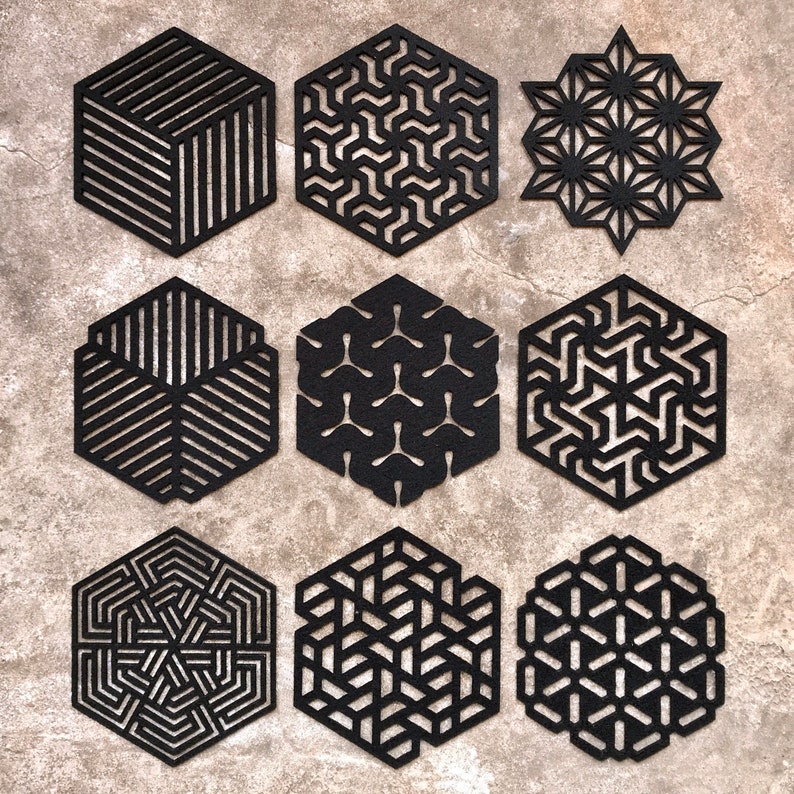 Geometric Pattern Coaster Geometric Pattern Coaster, Set of 9 Coasters - Etsy