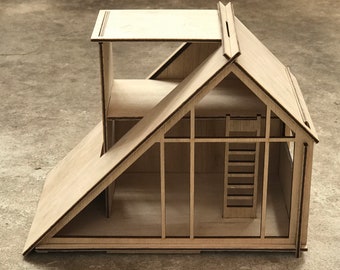 1:24 Miniature Cabin Type01, Wooden Dollhouse, Diy kit