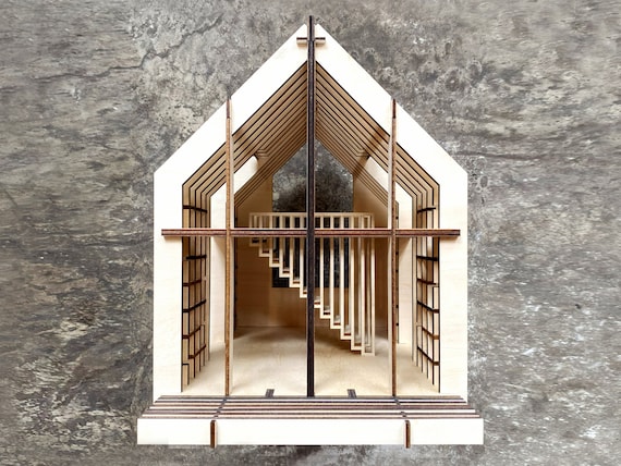 1:12 Miniature Louver House, Wooden Dollhouse, Diy Kit