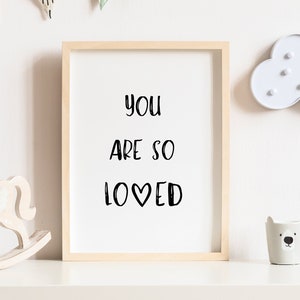 Impression de carte de Saint-Valentin, cadeau de Saint-Valentin, vous êtes tellement aimé citation, je t'aime art de pépinière, décor de pépinière, décor de chambre Boho Scandi Kids, carte d'amour