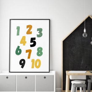 Numbers nursery print, Numbers poster, Kids room poster, Kids room decor, Nursery decor, Wall art, Kids wall art, Nursery print,