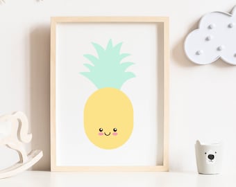 Ananas Kids Print - Whimsical Pineapple Nursery Decor - Tropical Fruit Theme Wall Art - Kids Room Ananas Print - Pineapple Theme Wall Decor