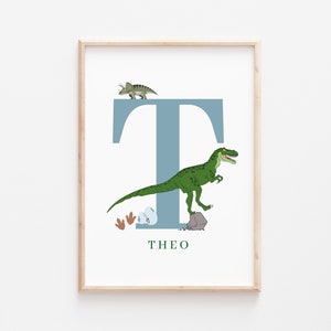 Personalisierter Dinosaurier Druck - Namen Wandkunst für Kinder - Ins Abenteuer mit einzigartigem Dino Dekor - Perfektes Geschenk für kleine Paläontologen