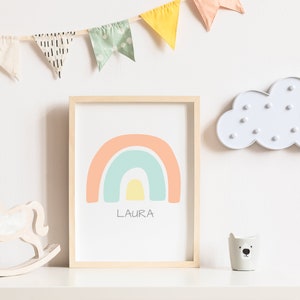 Rainbow nursery print, Rainbow poster, Pastel rainbow print, Nursery decor, Kids print, Kids wall art, Kids room poster, Wall art, Print art