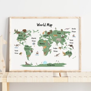 Animal World Map Nursery World Map Kids Room World Map - Etsy Israel